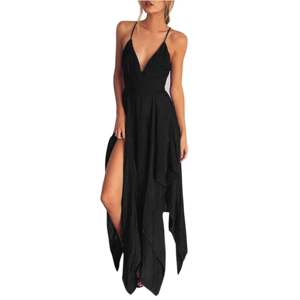 

Feitong Summer Women Boho Long Short Sleeve Slit Dress Personality Party texture Casual Beach Slim Tunic Milk Silk print Floral