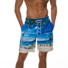 WD125 пляжные шорты с изображением дерева Коко, волн, пляжные шорты для отдыха, летние пляжные шорты для отдыха, мужские купальные костюмы, купальный костюм Sunga 1A
