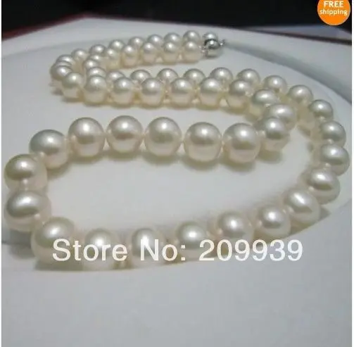 

Free shipping 003247 huge beautiful AAA 12-13 MM SOUTH SEA WHITE PEARL NECKLACE 14