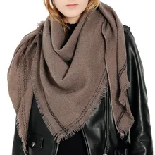 Зимний женский шерстяной вязаный клетчатый шарф, женские кашемировые шарфы, клетчатая длинная шаль, одеяло, палантин