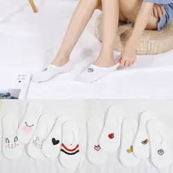 Женские летние хлопковые тонкие носки-лодочки Harajuku, модные милые носки с принтом арбуза и фруктов, невидимые носки