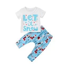 Pudcoco/Новая модная футболка для маленьких мальчиков из 2 предметов топ + штаны, штаны, комплект одежды для детей, хлопковый комплект одежды