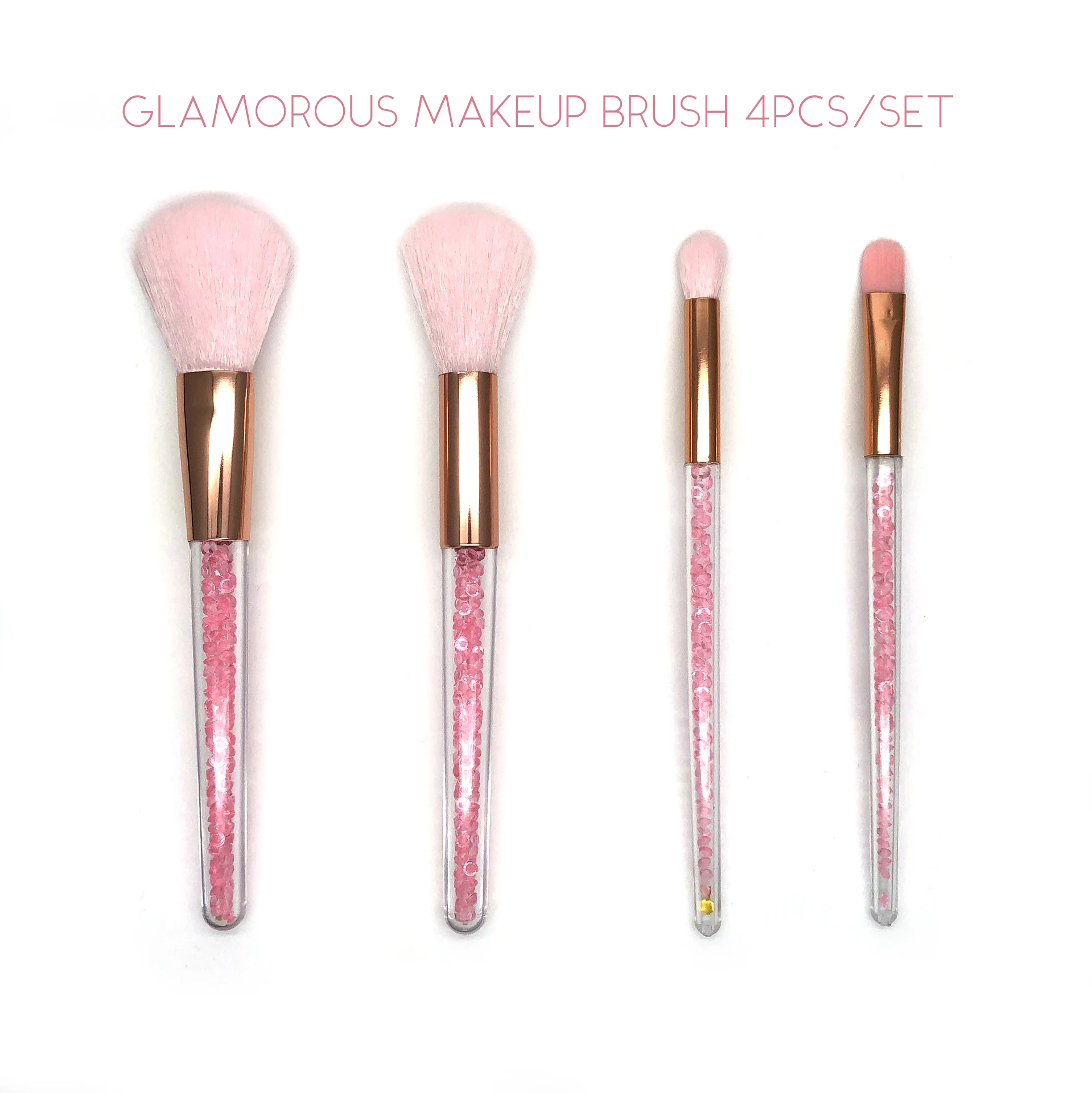 

COOLOOK Glamorous Pink Makeup Brush Set 4pcs Foundation Power Blush Eyeshadow Brushes Kit Portable Beauty Cosmetic Tool