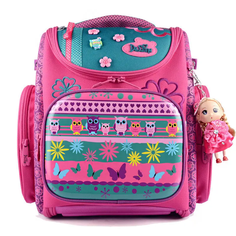 

Popular Brand Delune Kids School Bags Cartoon Owl Pattern Children Orthopedic Backpacks For 1-3 Grade Students Baby Girls