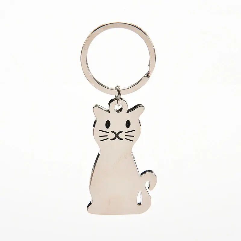 

Cute Couple Cat Keychain for Lovers Alloy Fashion Enamel Trinket Ring For Car Key Chain The New Year gift