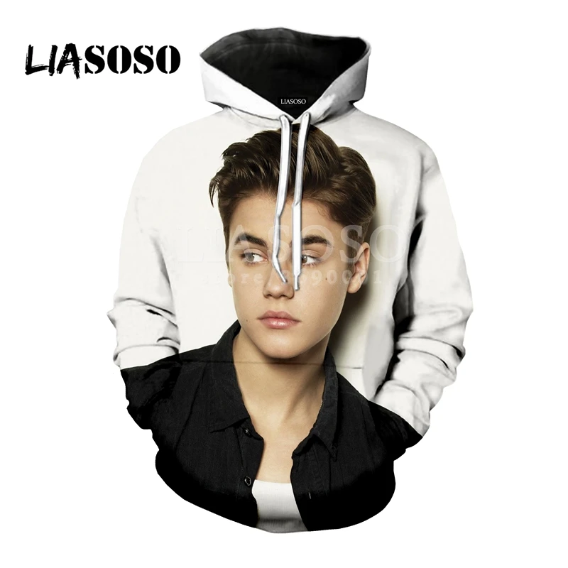 LIASOSO 2018 New Fashion Justin Bieber J.B 3D Print Women Men Hooded Hoodies Sweatshirts Pullover Harajuku Hip Hop Hoodies X0634