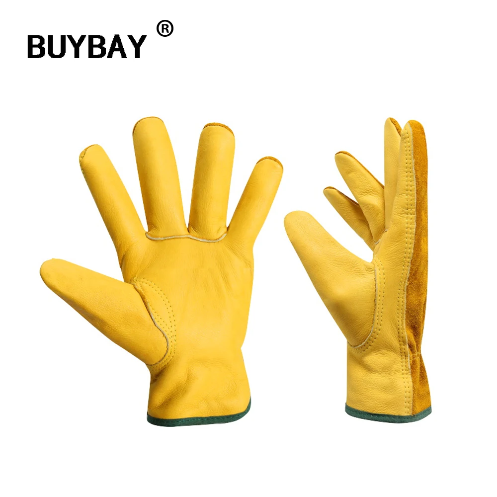 

2018 New Men's Work Gloves Cowhide Driver Security Protection Wear Safety Workers Welding Moto Gloves For Men Work guanti lavoro