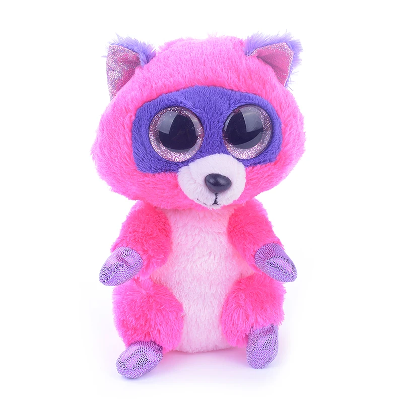 2016 Cute TY Stuffed Raccoon Plush Dolls Big Eyes Pink Dolls for Kids