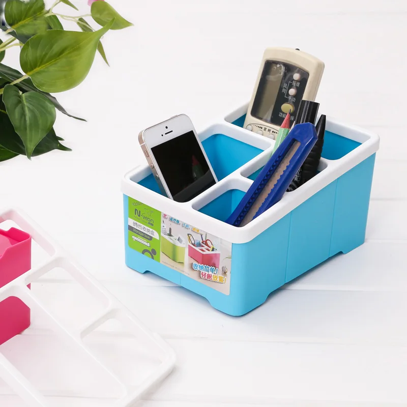 Good quality multi compartment storage box cosmetics desktop remote