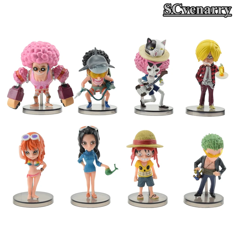 8pcs/set one piece Doll Toys Franky Ace Luffy Nami Usopp Nico Robin Cosplay PVC Action Figure Baby Anime Model Toy | Игрушки и хобби