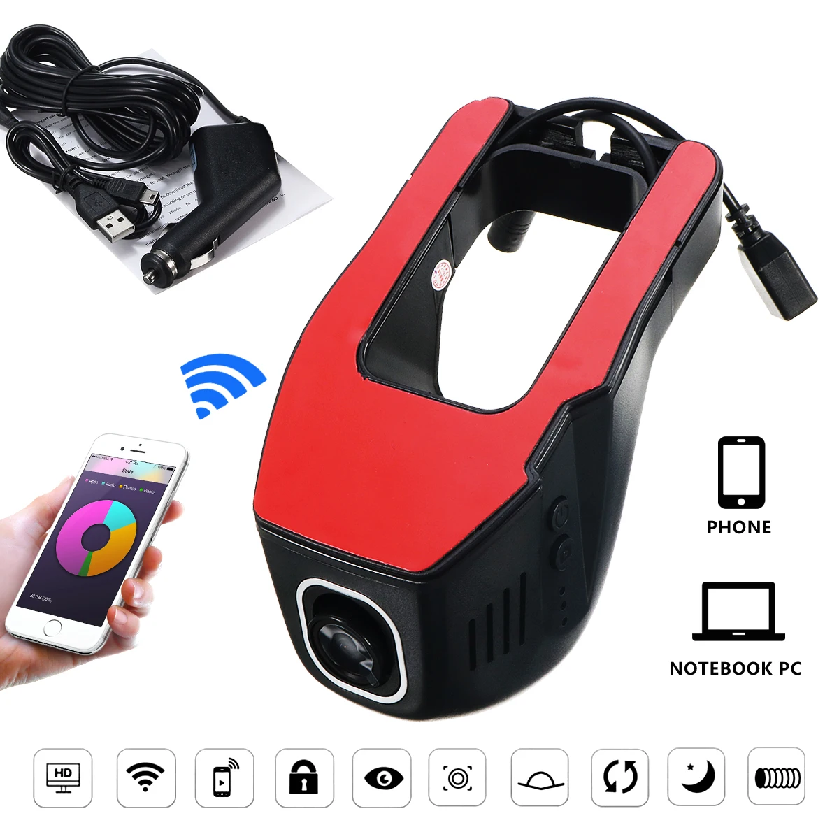 

Car Dvr WIFI DVRs Dual Camera Lens Registrator Dashcam Digital Video Recorder Camcorder Full HD 1080P 30FPS Night Version