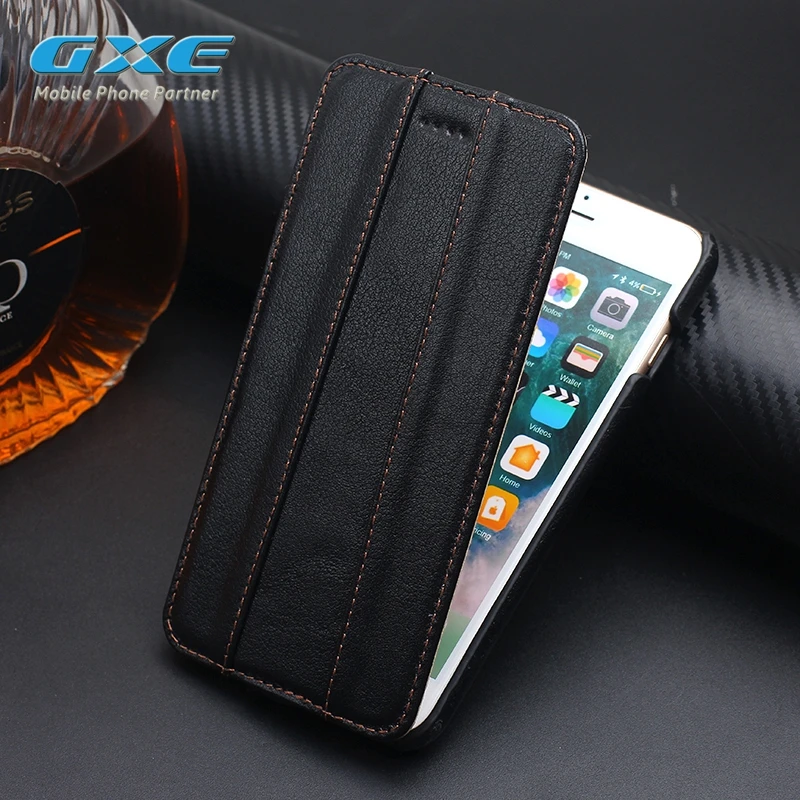 GXE Luxury Shockproof Flip Real Leather Business Style