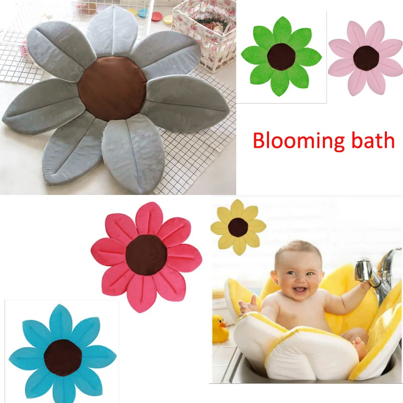 

Baby Shower Blooming Flower Newborn Bathtub Foldable Lotus shape Cushion skin Bath pad portable bath tub Soft Seat Play mat 80cm