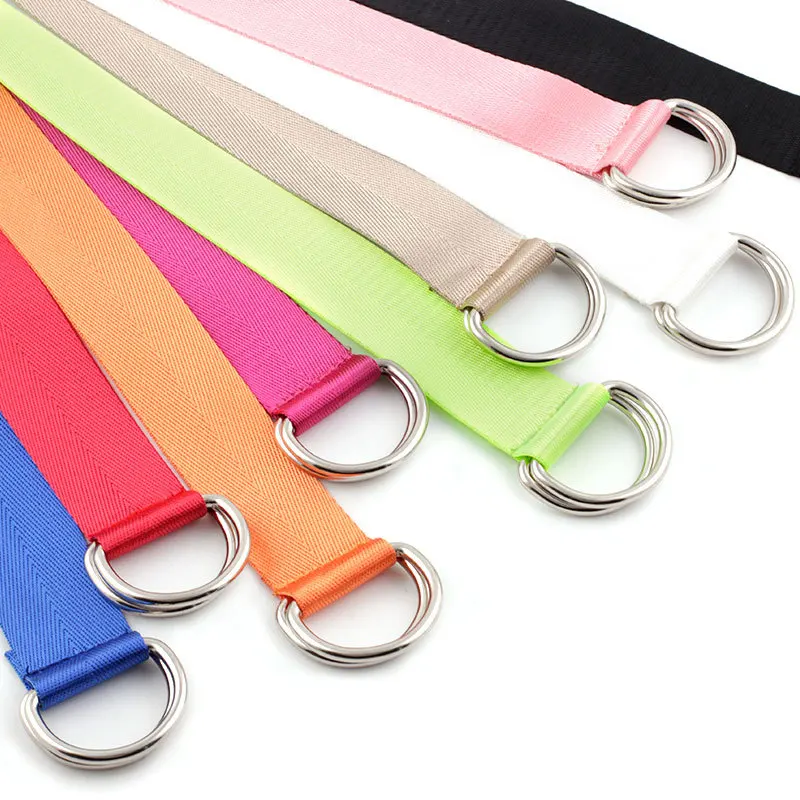 

Fashion 110cm Long D Ring Buckle Belt Harajuku Zipper All-match Ultra Long Canvas Belt Lovers Brief Solid Color Long Belt