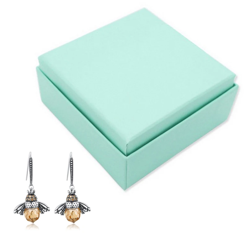 

925 Sterling Silver Lovely Orange Bee Animal Drop Earrings for Women
