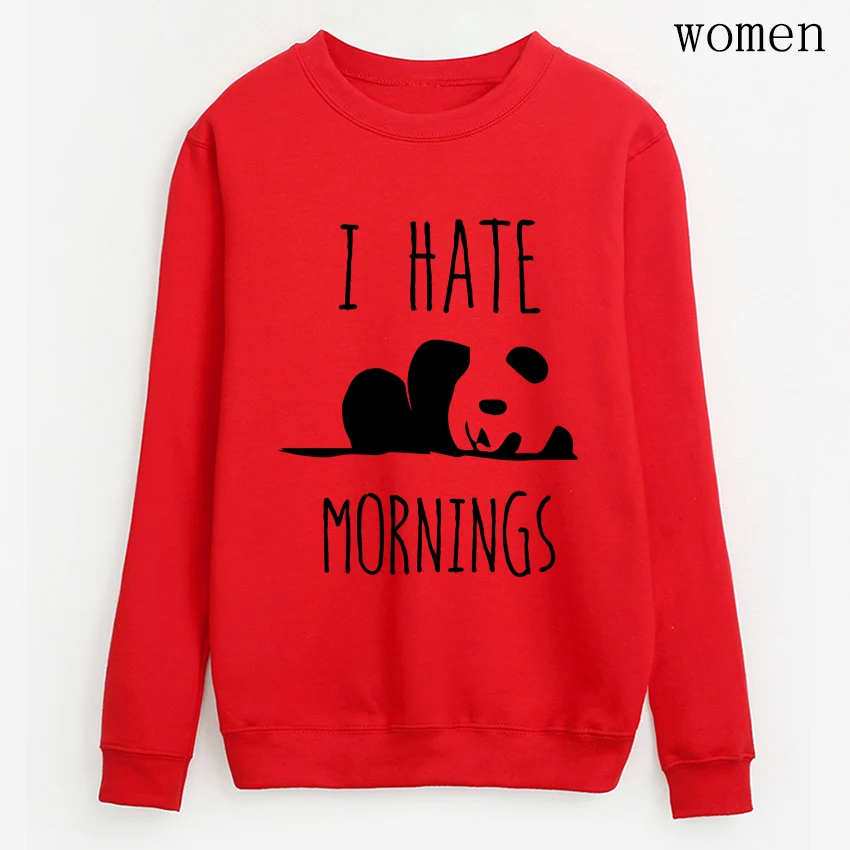 Осенняя флисовая Толстовка harajuku Lady I HATE MORNINGS kawaii Panda, толстовки для женщин, топовые Брендовые спортивные костюмы, женские пуловеры - Цвет: red1