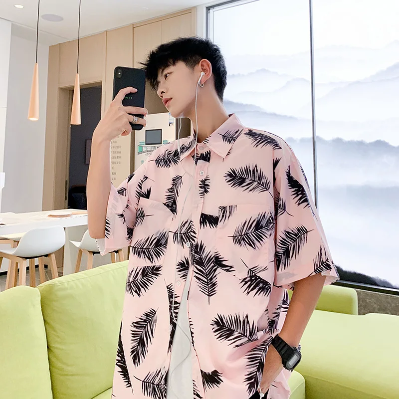 

2019 Mens Hawaiian Shirt Male Casual camisa masculina Printed Sandy Beach Shirts Short Sleeve brand clothing Free Shipping 5XL