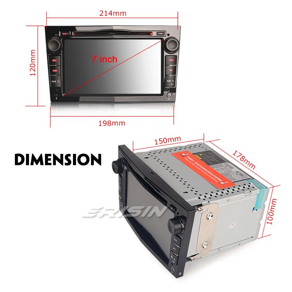 Excellent Erisin ES7460P 7" HD Android 8.0  4G RAM Car DVD DAB+ GPS Sat  OBD for Opel Vauxhall Vextra Astra Corsa 4