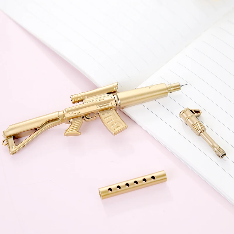 

5 pcs/lot Cute Funny Kawaii Writing Pens School Supplies Creative Gold Gun Shape Gel Pens Student Stationerys Children Gifts