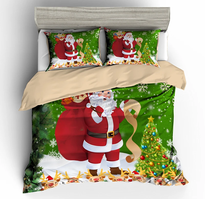 Yi chu xin Christmas duvet cover set queen size  Microfiber Fabric Home kids bed set  2/3 pcs king size bedding set 