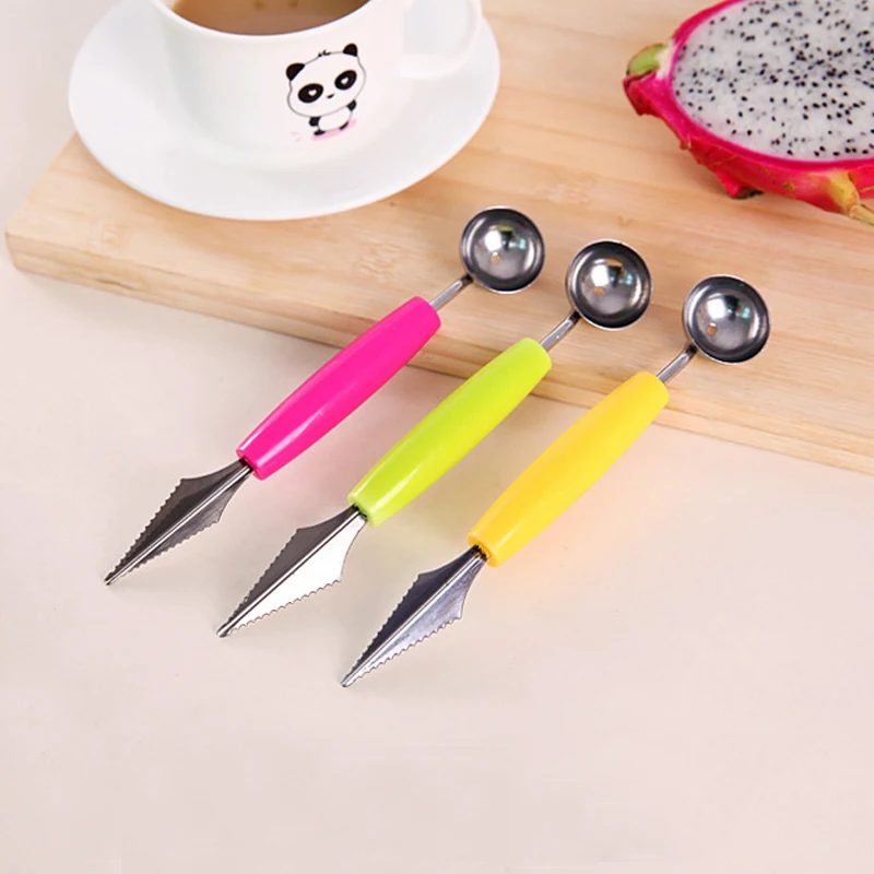 

Fashion Multi Function Stainless Steel Fruit Carving Ice Cream Scoop Spoon Kitchen Gadgets Cooking Tools