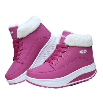 

EISWELT Fasdhion Winter Female Plus Velvet Swing Shoes Snow Platform Boots Women Thermal Cotton-padded Shoes Flat Ankle Boots