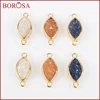 BOROSA 10PCS New Connector Charms Gold Color Bezel Marquise Rainbow Titanium Druzy Connector for DIY Jewelry Findings ZG0156 1