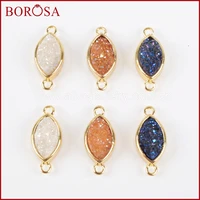BOROSA 10PCS New Connector Charms Gold Color Bezel Marquise Rainbow Titanium Druzy Connector for DIY Jewelry Findings ZG0156 1