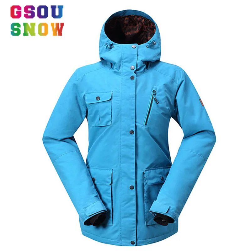 GSOU зимняя Лыжная куртка для женщин теплая камуфляжная сноуборда