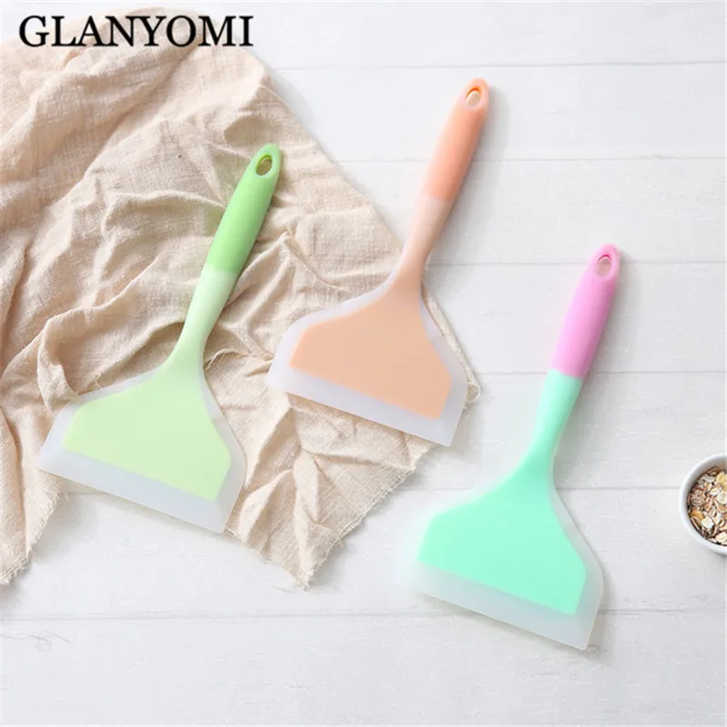  GLANYOMI Silicone Spatulas Beef Meat Egg Kitchen Scraper Wide Pizza Shovel Non-stick Turners Food L