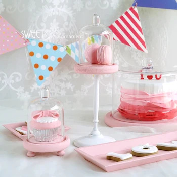 

Jelly color cupcake stand mini single stand with PC dome Baby birthday party favorite cake accessory decoration