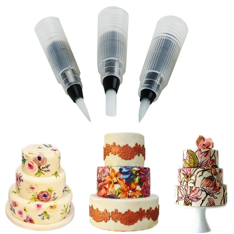 Новинка, 3 шт./набор, кухонная цветная водная ручка для украшения торта, инструменты, сделай сам, помадка для торта, водная кисть, ручка для рисования