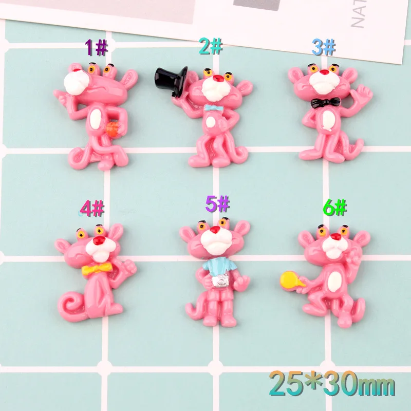 

10Pcs Cute 3D Pink Panther Dolls Resin Flat Back Cabochons DIY Phone Case Decor Scrapbooking Kids Party Gift Jewelry Making
