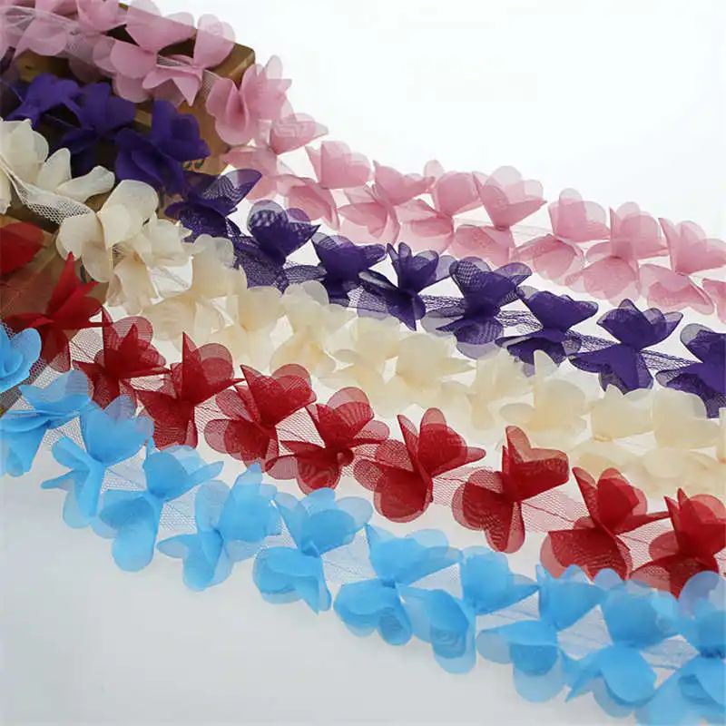 

DoreenBeads Hand-made Leaf Chiffon Lace Similar to Butterfly Shape Garment Accessories Wedding Dress Cuff Decorations 0.9m 1PC