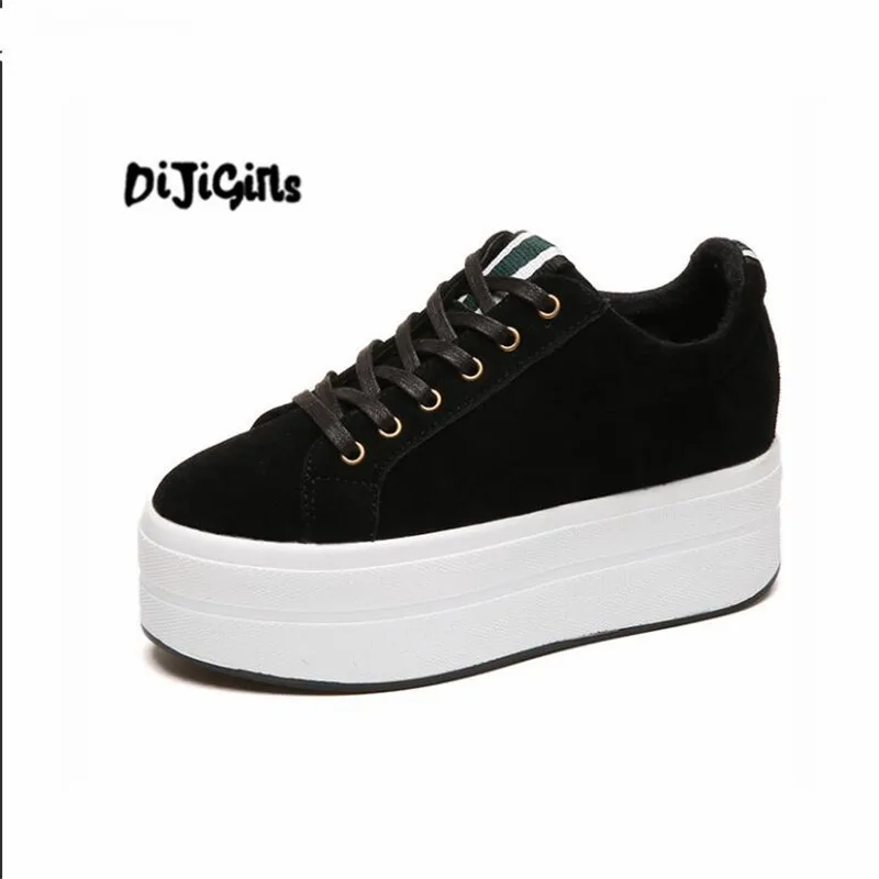 

High Heels Ladies Casual Shoes 2019 Spring Fashion Lace-Up Women's Shoes British Style Women Sneakers Autumn Platform Shoes