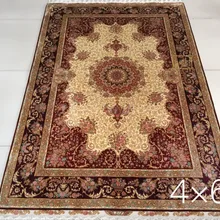 4'x6' 230 линии ручной работы Шелковый Восточный персидских Ковры ручной ковер из шелка для украшения дома