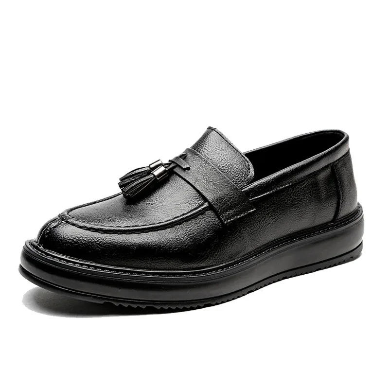 DXKZMCM/Мужские модельные туфли; Роскошные брендовые Кожаные Туфли-оксфорды в деловом стиле; классические мужские деловые туфли - Цвет: Черный