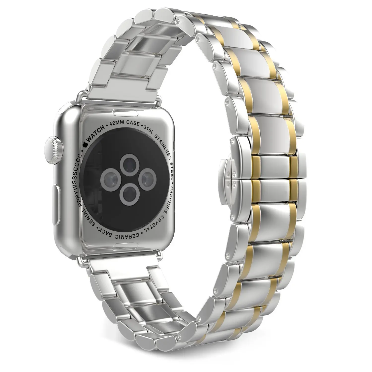 Роскошный браслет с застежкой "Бабочка" для Apple Watch 38 мм 42 мм ремешок из нержавеющей стали золотой ремешок для iwatch Band Series1 2 3 ремешки для часов