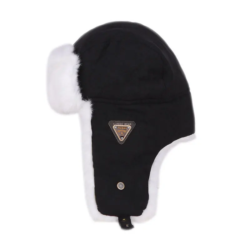 Новая утолщенная зимняя шапка-ушанка Lei Feng, шапка для холодной зимы с надписью, шапка-бомбер для улицы, зимняя Русская Шапка-ушанка - Цвет: Черный