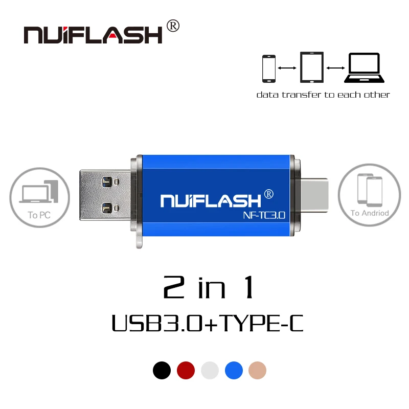 Nuiflash USB флеш-накопитель Usb 3,0 флеш-накопитель 128 Гб Тип C Micro Usb флешка 16 ГБ 32 ГБ 64 ГБ Флешка для устройства type-C