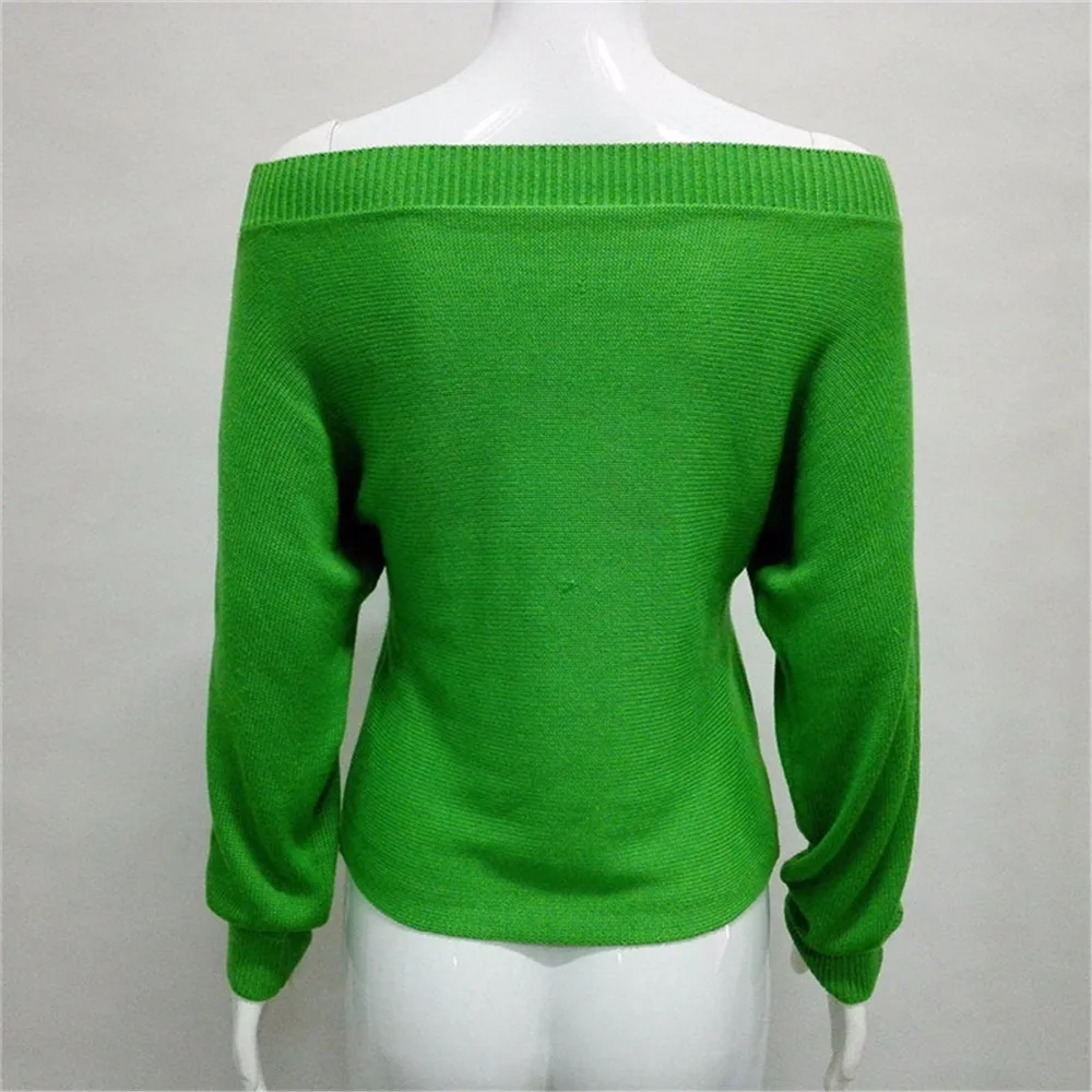 Off Shoulder Knitted Sweater Women Casual Long Sleeve Baggy Jumpers Tops Cotton Knitting Pullovers Off Shoulder Knitted Sweater Women Casual Long Sleeve Baggy Jumpers Tops Cotton Knitting Pullovers