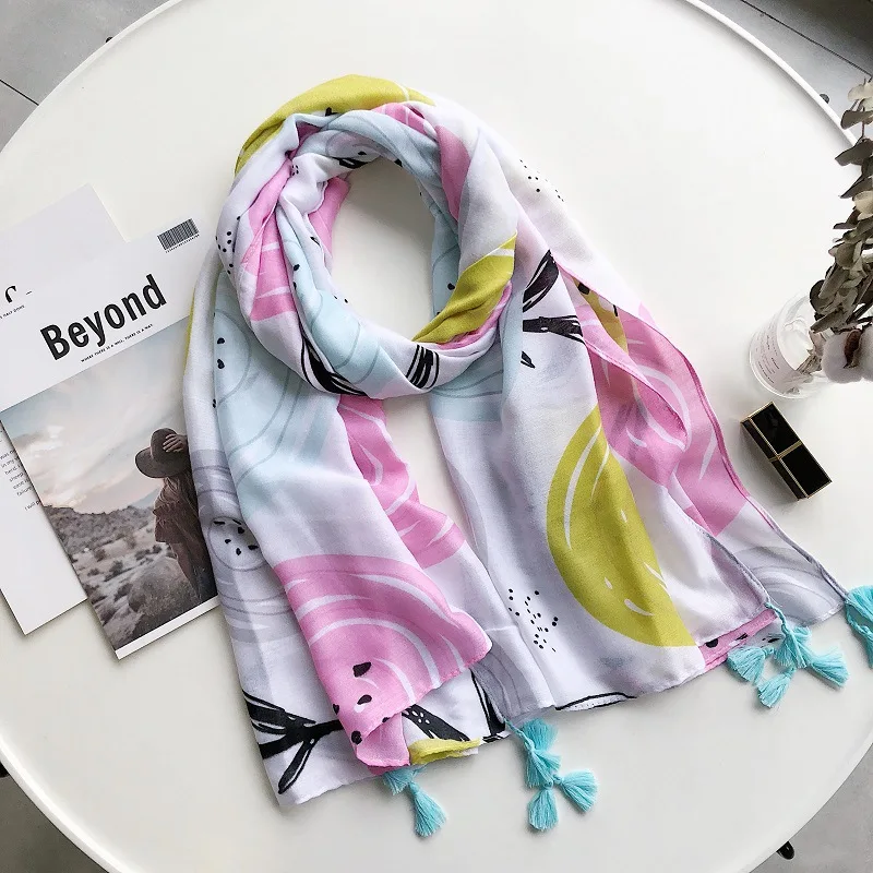 

2019 New Lollipop Print Beach Tassel Scarf Shawls Cotton Candy Print Circle Wrap Muffler Hijab Wholesale 10pcs/LOT Free Shipping