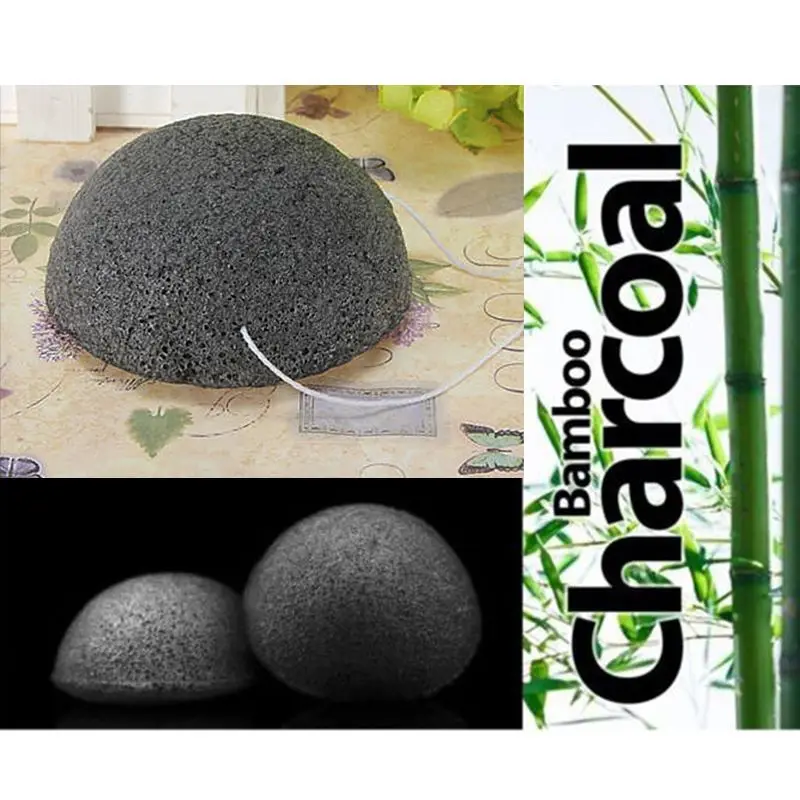 

Mayitr 1pc Konjac Sponge Black Natural Bamboo Charcoal Konjac Konnyaku Face Makeup Cleaning Puff Sponge