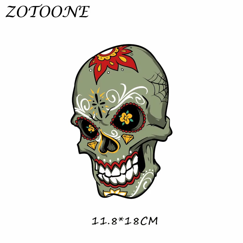 Нашивки ZOTOONE с черепом из сахара Переводные нашивки помощью утюга для одежды