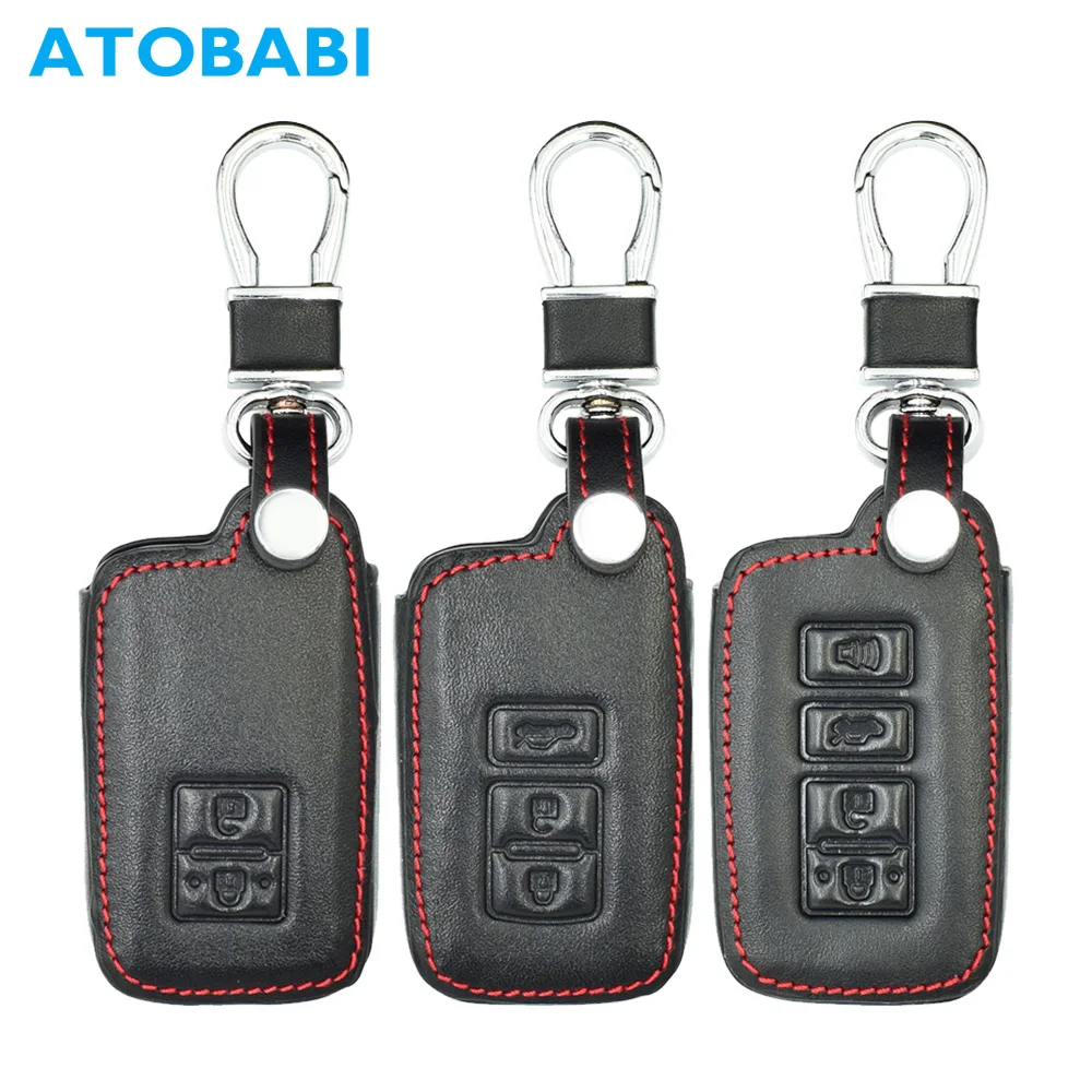 

ATOBABI Genuine Leather Smart Key Fob Cover Protector Jacket Remote Control Case for Toyota Avalon Camry Corolla RAV4 Highlander