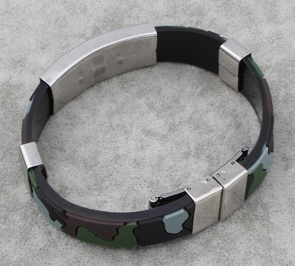 Camouflage Stainless Steel Camouflage Silicone Bracelet 19mm Military