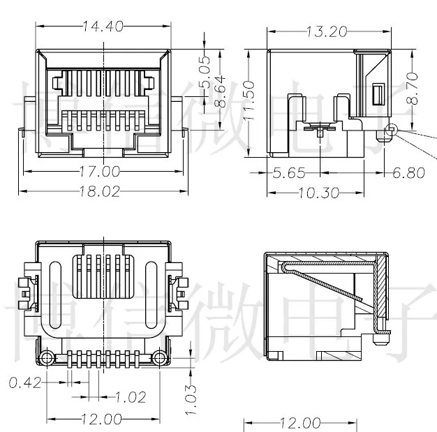 10 шт./лот SMT RJ45 Женский ноутбук сетевой разъем высокой 8,6 мм