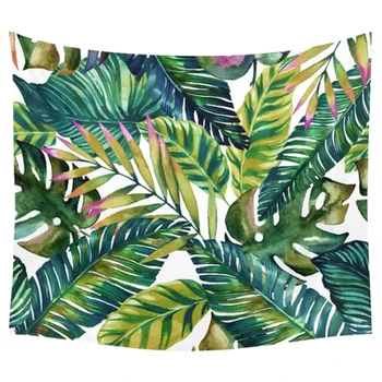 

HOT GCZW-150x130cm Tapestry Home Decorative Beach Towel Fashion Sofa Wall Hanging Decor(Green leaves)