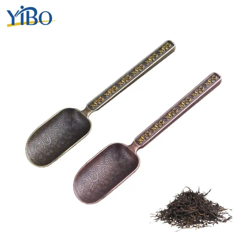 

YIBO Chinese Tea Spoons Copper Tea Scoop 16cm Long High Quality Vintage Kongfu Teaware Japan Teaware Kitchen Accessories