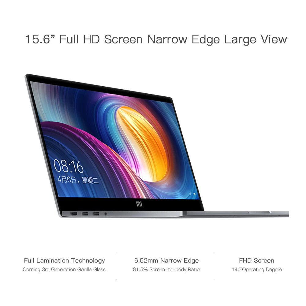 Ноутбук Xiaomi Pro 15,6 ''Intel Core i5 8GB i7 16GB ноутбук MX250 2GB GDDR5 Распознавание отпечатков пальцев 256G/512G Компьютер